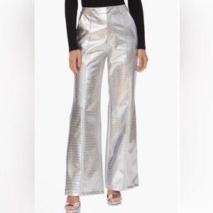 Avec Les Filles Women’s Silver Croc Embossed Flare Leg Pant Sz 12 Mob Wife‎
